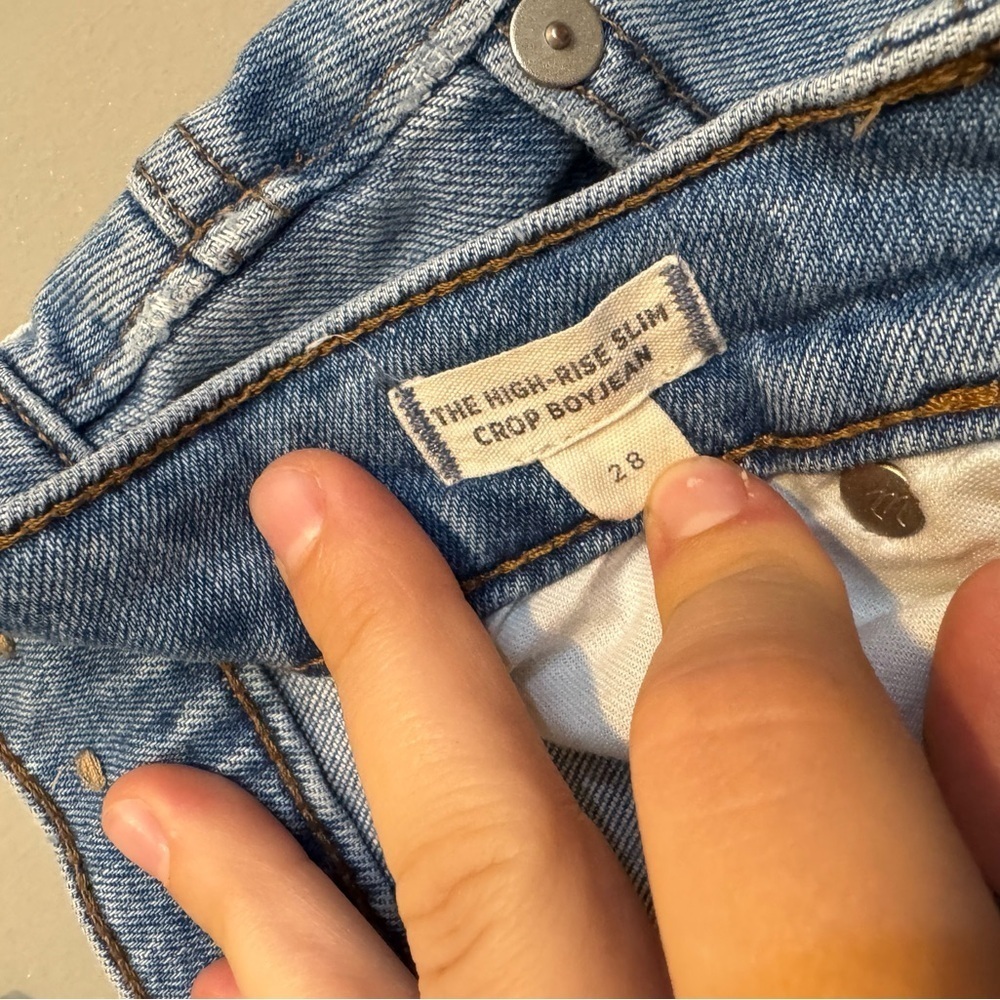 Madewell High Rise Slim Crop Boy Jean Light Blue Distressed Boyfriend Jeans - Picture 6 of 10